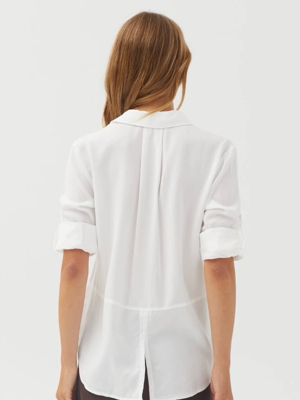 Anthropology split back white button down blouse medium